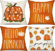 DFXSZ Fall Pillow Covers 18x18 Set of 4 for Fall Decor Happy Fall Pumpkin Throw - £28.85 GBP