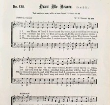 1883 Gospel Hymn Draw Me Nearer Sheet Music Victorian Church Religious A... - $14.99
