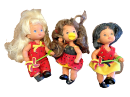 Dolls Mattel 3 Baby 5&quot; Pacifiers Pinwheels 1976 Blonde Brunette Black Ha... - £21.51 GBP