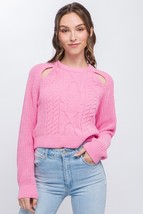 Women&#39;s Pink Cold Shoulder Knit Pullover Sweater (S) - $23.76