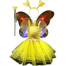 Litte Girl Todder Dress Up Princess Fairy LED Wings Butterfly Wand Headband 3-8y - £11.86 GBP