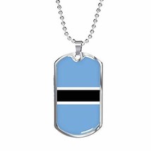 Express Your Love Gifts Botswana Flag Necklace Botswana Flag Engraved 18k Gold D - $69.25