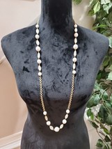 Women&#39;s Jumper Golden Eggshell Long Pearl Business Wear Stylish Necklace - £19.91 GBP