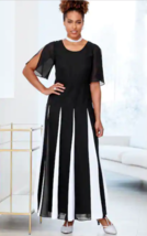 Black White Formal Church Wedding Party Addae Flowy Gown Dress ~ ASHRO (... - $74.75