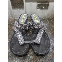 New York Transit Bling Wedge Sandals Womens Size 8M Black Crystal Stone ... - $29.70