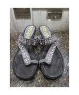 New York Transit Bling Wedge Sandals Womens Size 8M Black Crystal Stone ... - $40.62 CAD