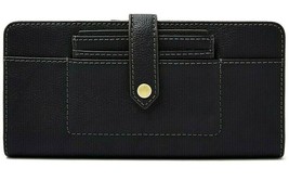 Fossil Myra Tab Clutch Black Leather Wallet SWL2449001 Purse NWT $88 Retail FS - £31.63 GBP