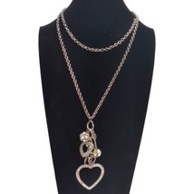 Key to Your Heart Lock Charm Necklace Silver Tone 38 Inch - $8.38