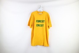 Vintage 70s Mens 2XL Spell Out Forest Crest Harry&#39;s Knot Inn T-Shirt Yellow USA - £35.06 GBP