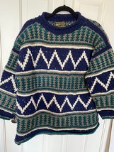 REY WEAR Vintage Wool Hand Knit Fair Isle Sweater Jumper L/XL Ecuador Un... - £39.37 GBP
