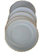 Five (5) Fire King ~ White Swirl Shell ~ Gold Rim ~ 10&quot; Dinner Plates (2) - $84.20 CAD