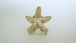 Small gold metal and pearl starfish hair claw clip bridal clip - £5.57 GBP