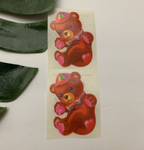 Vintage Lisa Frank Teddy Rainbow Bow Tie Bear Sticker Sheet 80s Lot 2  - £18.56 GBP