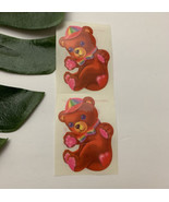 Vintage Lisa Frank Teddy Rainbow Bow Tie Bear Sticker Sheet 80s Lot 2  - £18.76 GBP