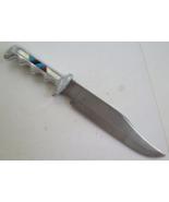 Vintage Custom Bowie Knife MOP Turquoise Coral Onyx Inlay Aluminum Handle - $137.75