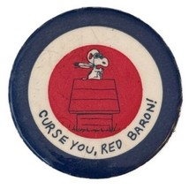 Snoopy Curse You, Red Baron Pinback Peanuts Schultz Vintage 1950 1 3/4&quot; - £19.34 GBP