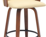 Benjara Oja 26 Inch Swivel Counter Stool Chair, Cream Vegan Leather, Wal... - $326.99