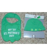 Boys Bib &amp; Hat My First St. Patricks Day Neat Green &amp; White 2 Piece Set - £10.26 GBP