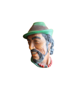 Bossons Chalkware Head TIBETAN MAN w/ Hat - England 1959 Earring Necklace - $14.24