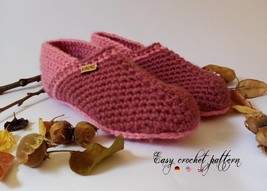 Crochet slippers * Easy Pdf crochet pattern * Afghan yarn - £2.25 GBP