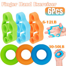 6PC Resistance Band Hand Finger Strengthener Grip Exercise Wrist Forearm Trainer - £13.79 GBP