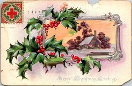 Antique Raphael Tuck Merry Christmas Greetings Postcard Embossed - £3.96 GBP