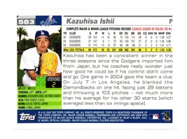 2005 Topps #583 Kazuhisa Ishii Los Angeles Dodgers - £1.59 GBP