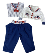 Vintage Baby Girl Outfit 2T Sailor Nautical 3Pc Set High Waist Pants Top... - $55.79