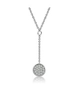 Elegant Simulated Diamond Round Charm Rhodium Plated Y Drop Lariat Neckl... - £57.76 GBP