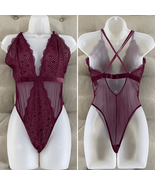 Victoria’s Secret Burgundy Bodysuit Neglige Lingerie L - €19,77 EUR