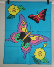 Spring Butterfly Flag Double Sided Floral Embroidered Applique Large Rev... - $8.95