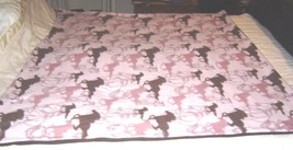 Fleece Galloping Horses Blanket Pink and Brown New - $34.99