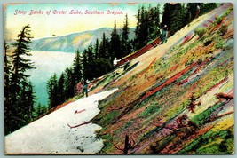 Carrying Canoe Down Steep Banks of Crater Lake Oregon OR 1910 DB Postcard H7 - £4.63 GBP