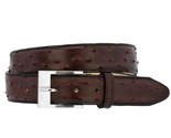 Black Cherry Western Cowboy Leather Belt Ostrich Quill Pattern Silver Bu... - £23.67 GBP