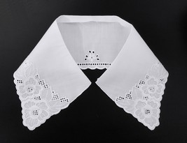 1 pc White Cotton Blend Embroideries Eyelet Neckline Shirt Collar A87 - £4.71 GBP