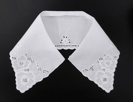 1 pc White Cotton Blend Embroideries Eyelet Neckline Shirt Collar A87 - £4.47 GBP