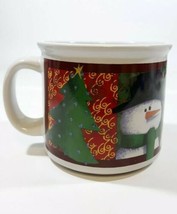 Christmas Tree Santa Mug 16oz Coffee Red Ceramic Snowman Holiday Soup Cocoa Cup - £15.58 GBP