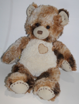 Build A Bear Plush Champ Brown Calico Heart 16&quot; Patch Stitch Stuffed Ted... - £10.59 GBP