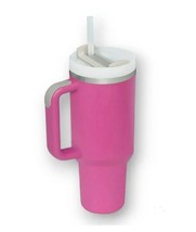40oz Stainless Steel Vacuum Tumbler With Lid, Straws, and Handle Pink - £18.31 GBP