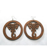 Wooden Elephant Head Cut Out XL Dark Brown Rounds 3 3/4&quot; Long Pair of Ea... - £5.89 GBP