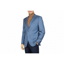 Men's Mono Turkey Sport Coat 100% Super 180s Wool 1480-01 Blue Plaid image 3