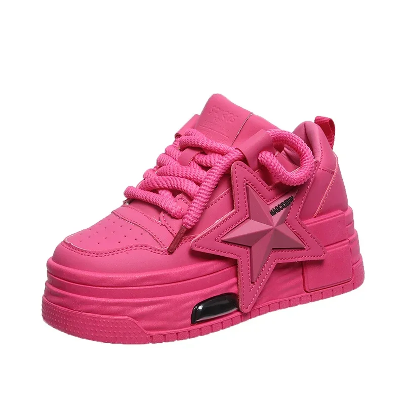 New Spring Women Chunky Sneakers Designer Dad Shoes Platform Ulzzang Lea... - $58.21