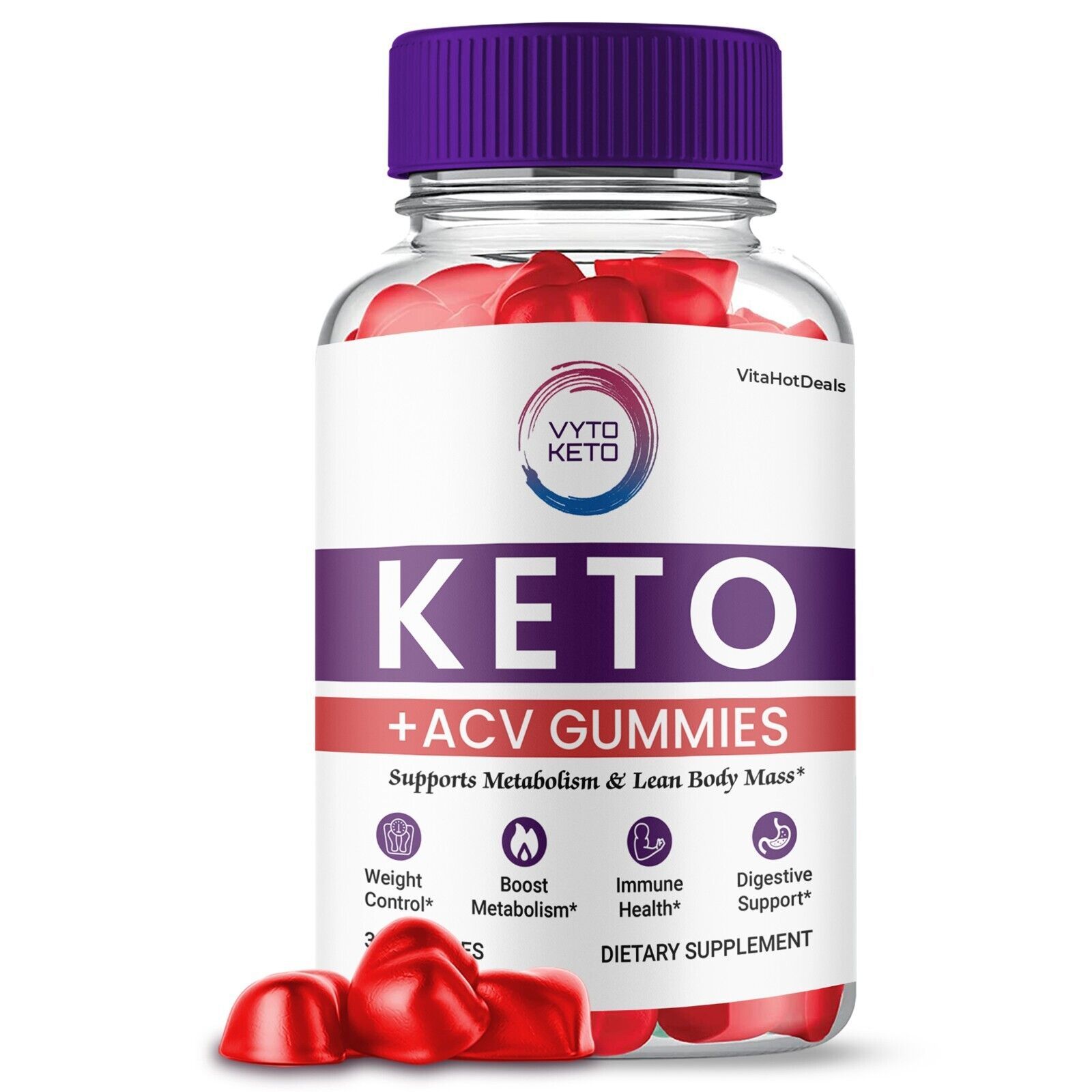 1 Pack Vyto Keto ACV Gummies Apple Cider Vinegar Max Strength Formula
