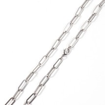 2022 Fashion New Paper Clip Chain Necklace Men Classic Width 7mm Stainless Steel - £12.77 GBP