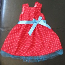 Funrise 16-18&quot; Doll Dress Red Polka Dot With Teal Trim - $6.72