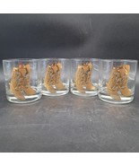 Four Rare Vintage MCM Culver Lowball Cocktail 24K Gold Cowboy Boots Glasses - £57.17 GBP