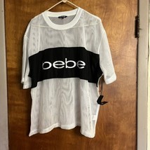 Bebe Sport Short sleeve White shirt NET Workout T-shirt logo Plus 3X BNWT - £12.43 GBP