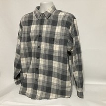 Eddie Bauer Flannel Shirt Mens Large L Gray Plaid Classic Fit Long Sleeve - £17.89 GBP