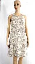 Garnet Hill 100% Linen Shift Dress Sleeveless Paisley Floral Fringed Hem Wms 4 - £27.16 GBP