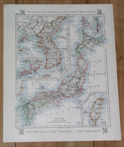 1921 Antique Map Of Japan Korea Taiwan Port Arthur / Verso Siberia Russia - £22.29 GBP